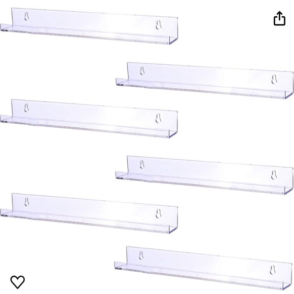 Accents 6 Pack 15 Inch Acrylic Invisible Floating Bookshelf Ledge